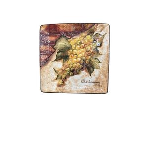 Chardonnay Grapes Plate 8.5" Square Certified International Tre Sorelle Studios